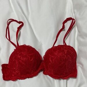 PINK Vibrant Red Lace Bra slight push up